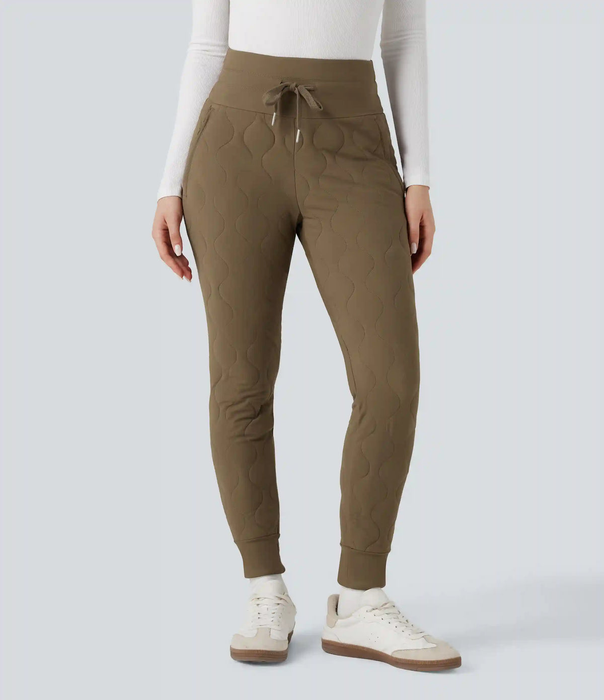 PuffFlex High Waisted Drawstring Casual Quilted Joggers with Pockets