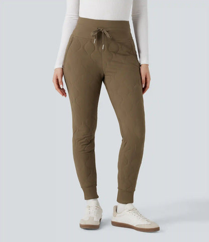 PuffFlex High Waisted Drawstring Casual Quilted Joggers with Pockets