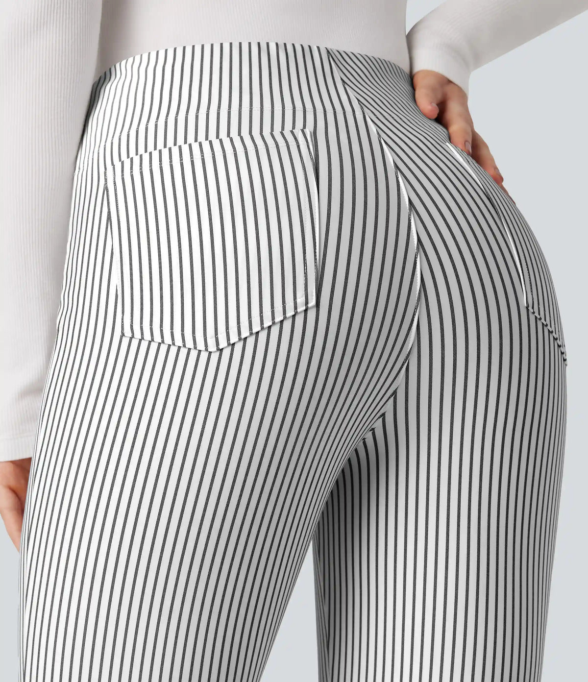 Halara Flex™ High Waisted Striped Work Flare Pants with Pockets