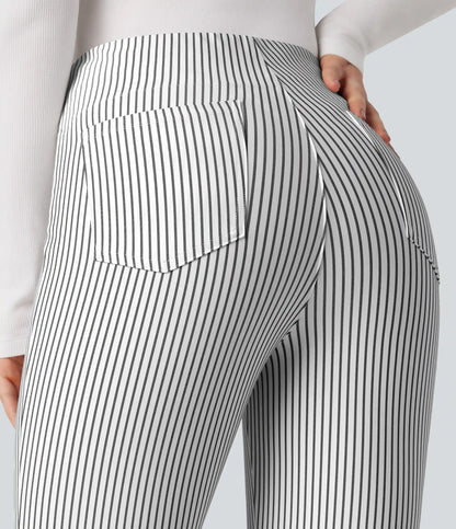 Halara Flex™ High Waisted Striped Work Flare Pants with Pockets