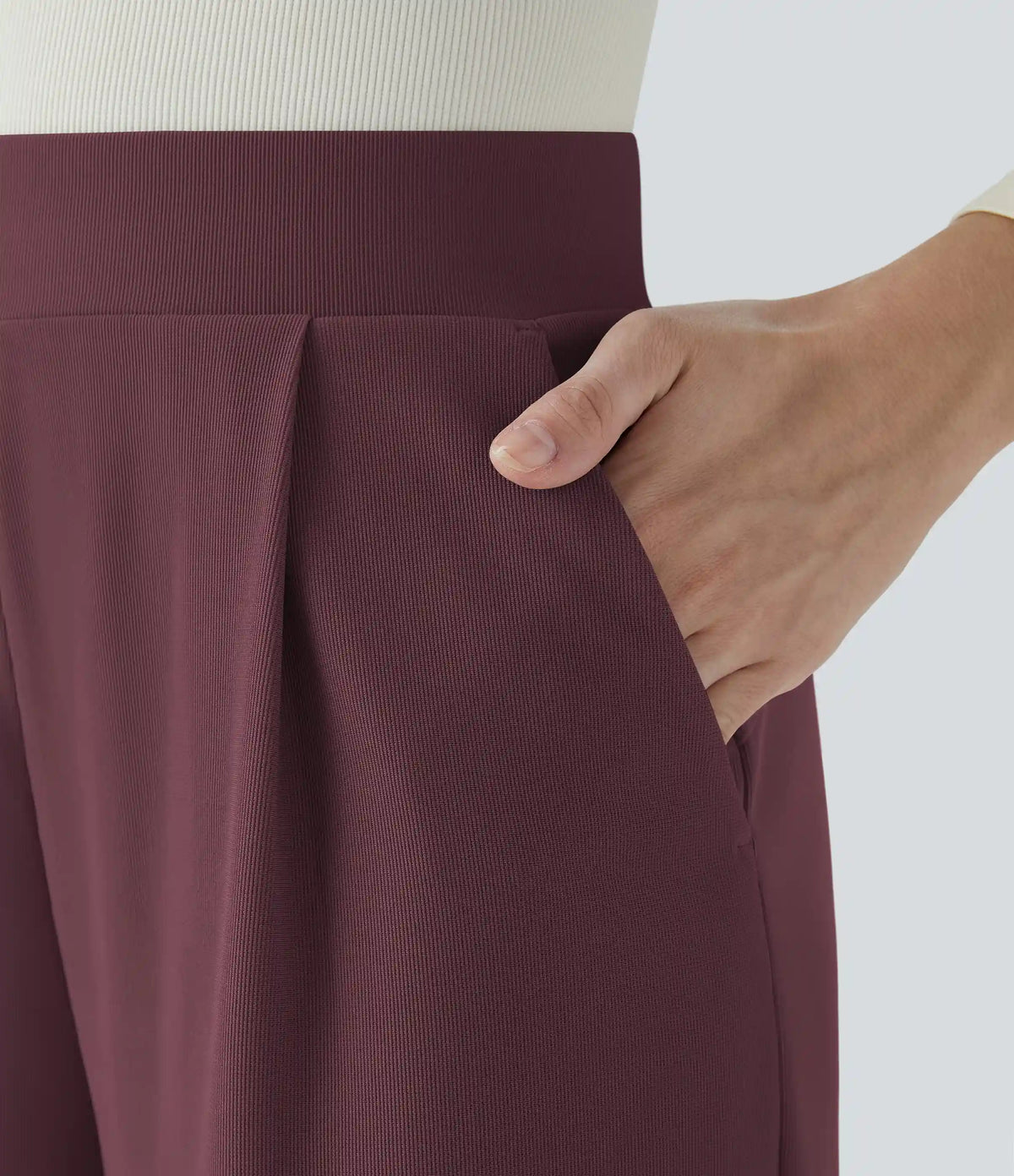 Halara Flex™ High Waisted Body Sculpt Waist-Slimming Pocket Wide Leg Micro Waffle Work Pants