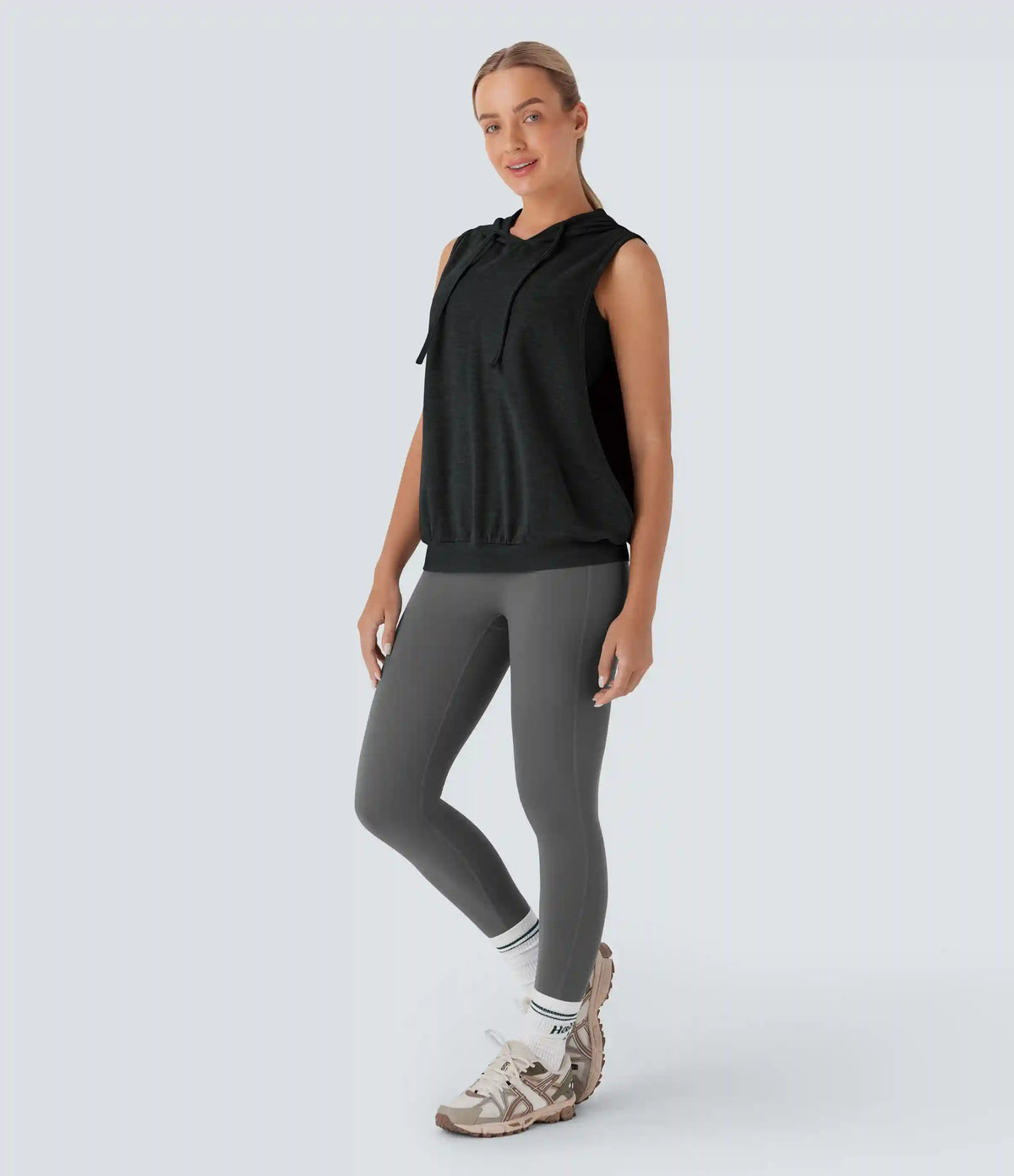 Hooded Drawstring Sleeveless Workout Tank Top