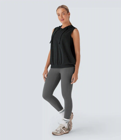 Hooded Drawstring Sleeveless Workout Tank Top