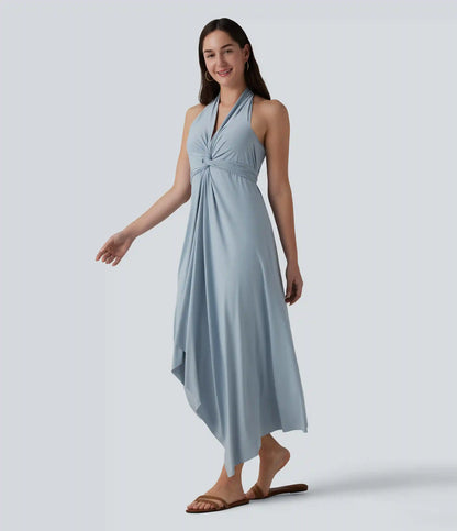 V Neck Tie Back Maxi Dress