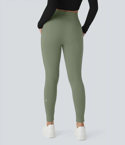 SoftlyZero™ Plush High Waisted Drawstring Pocket Plain Full Length Joggers