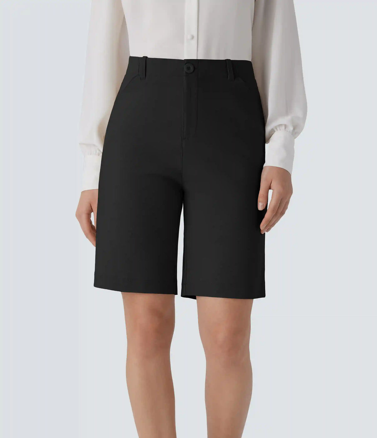 Mid Rise Zipper Pocket Work Bermuda Shorts 9''