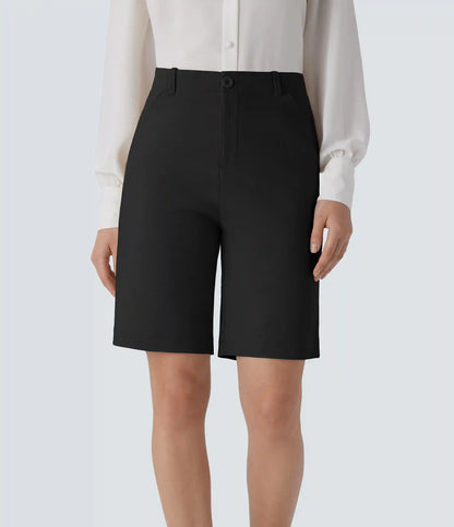 Mid Rise Zipper Pocket Work Bermuda Shorts 9''