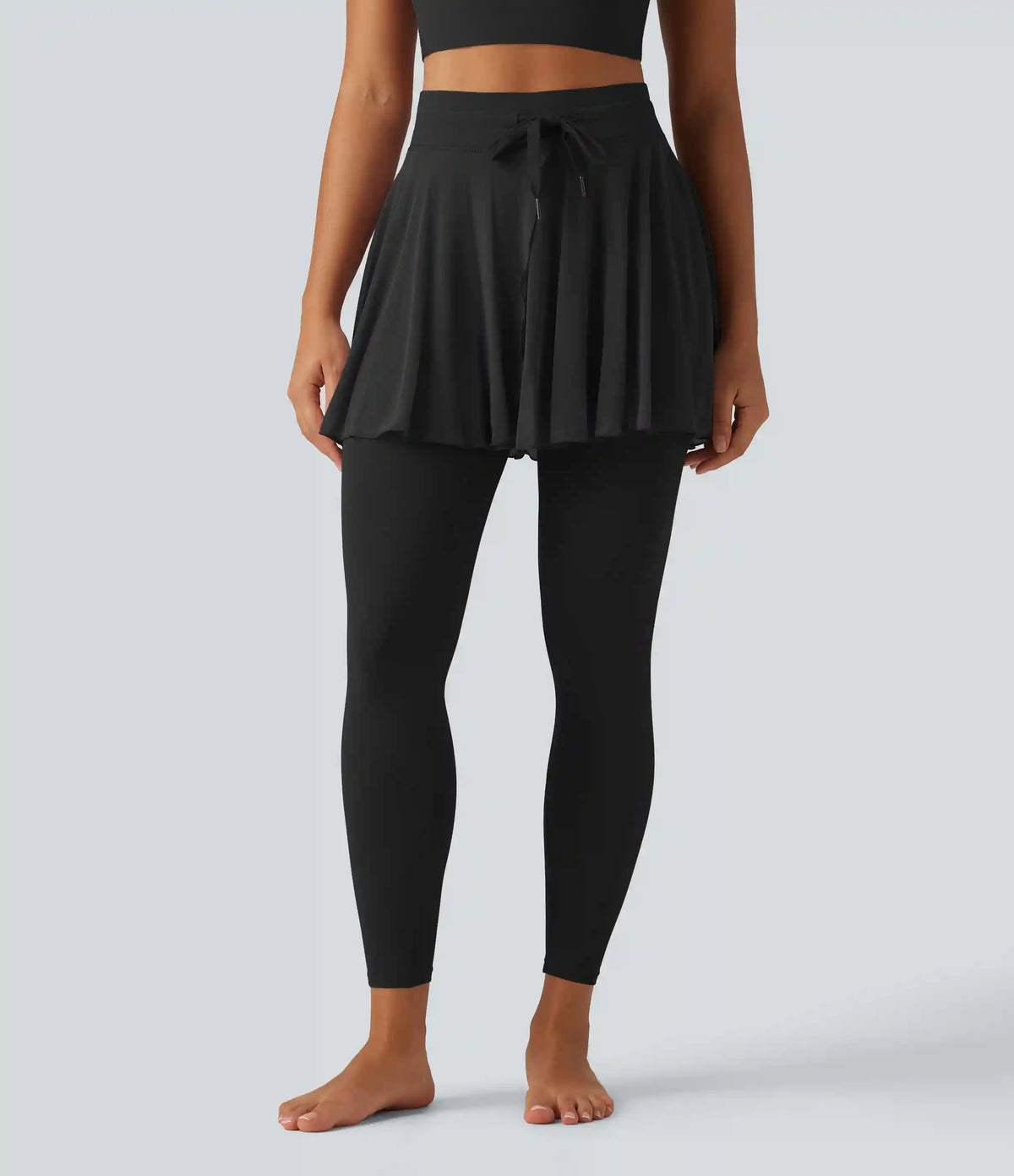 SoftlyZero™ High Waisted Drawstring Mesh Dance Skirted Leggings with Pockets