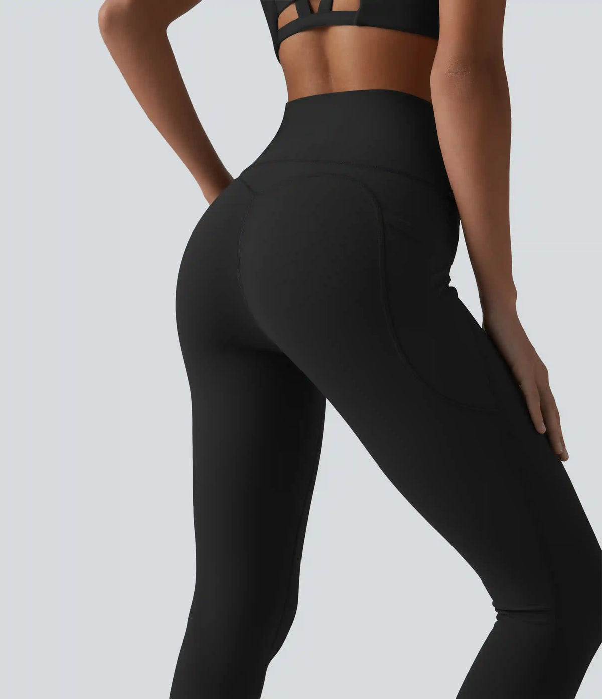 Halara UltraSculpt™ High Waisted Tummy Control Contrast Ribbed Yoga 7/8 Leggings with Pockets