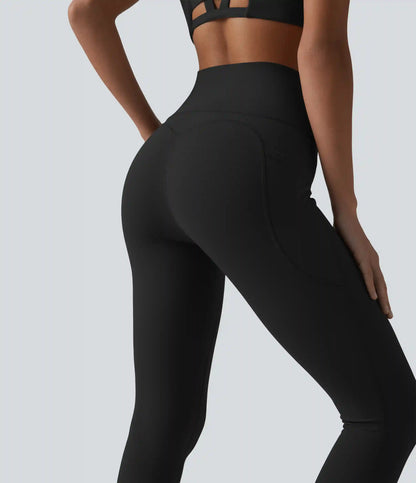 Halara UltraSculpt™ High Waisted Tummy Control Contrast Ribbed Yoga 7/8 Leggings with Pockets