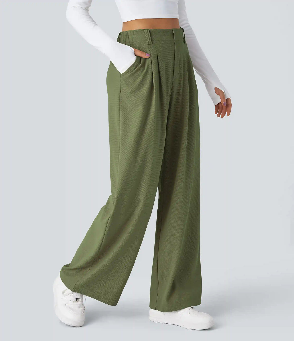 Halara Flex™ High Waisted Pocket Wide Leg Waffle Work Pants