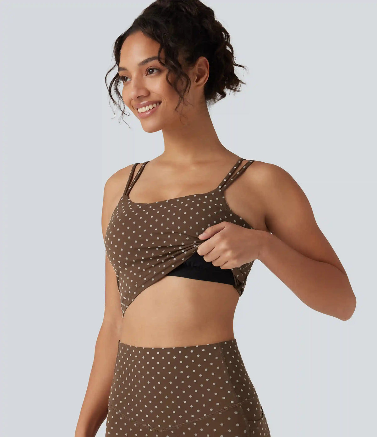 Halara UltraSculpt™ Light Support Backless Built-in Bra Flocked Polka Dot Yoga Sports Bra