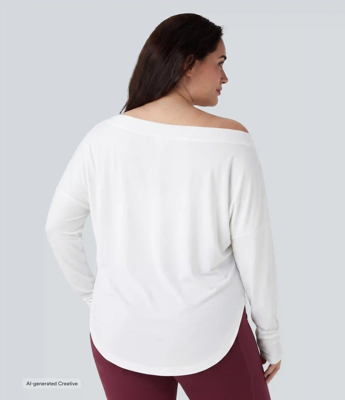 Plus Size One Shoulder Long Sleeve Thumb Hole Curved Hem High Low Quick Dry Yoga Sports Top