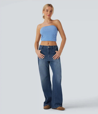 Halara Flex™ Low Rise Color Block Wide Leg Casual Jeans with Pockets