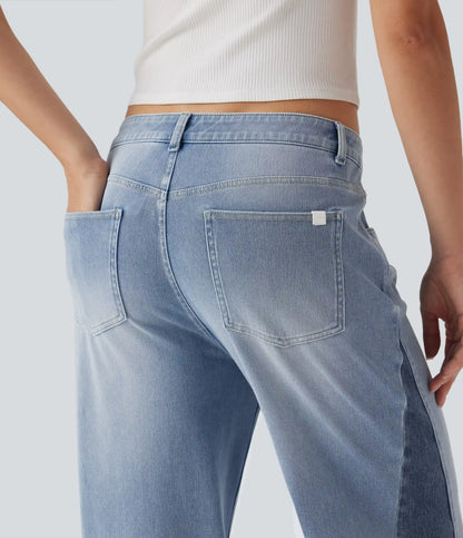 Halara Flex™ Low Rise Color Block Casual Baggy Jeans with Pockets