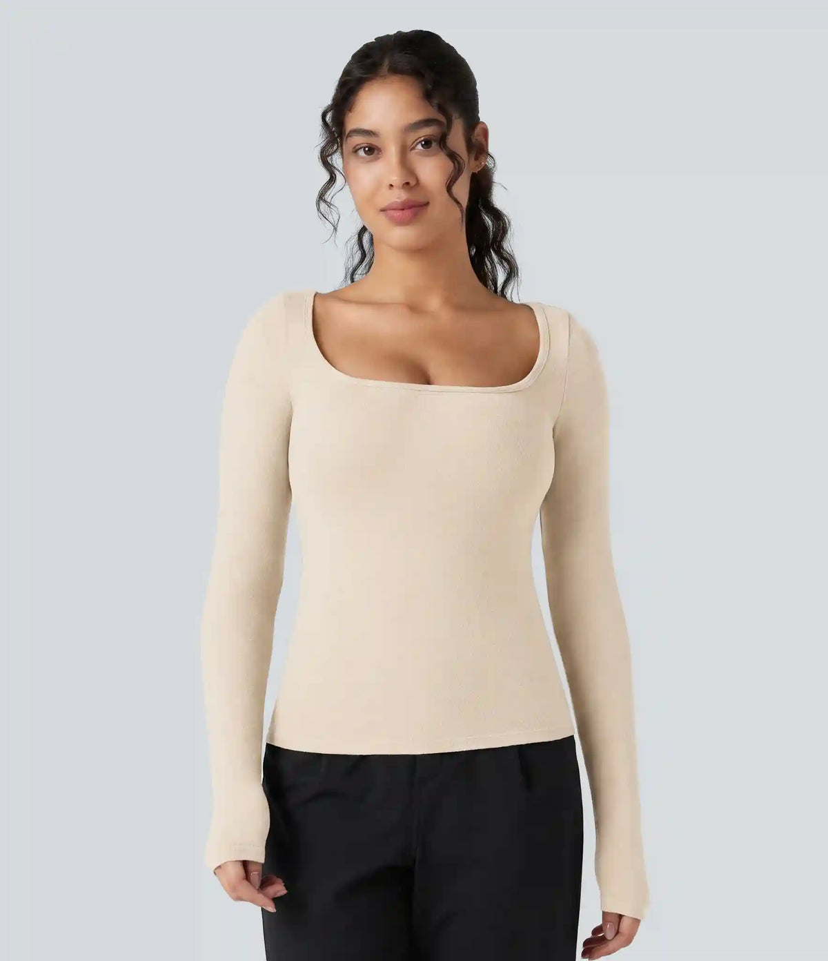 Halara HeatCore Scoop Neck Long Sleeve Work Warming T-Shirt