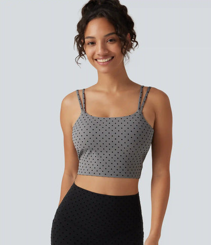 Halara UltraSculpt™ Light Support Backless Built-in Bra Flocked Polka Dot Yoga Sports Bra