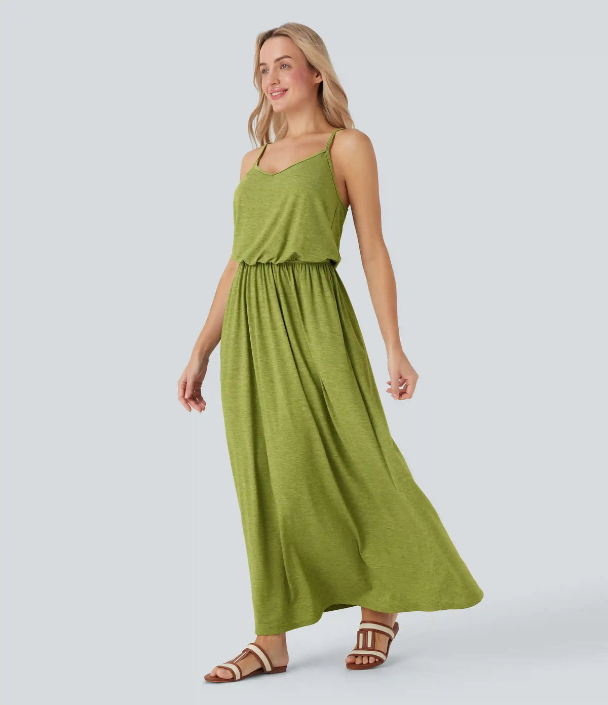Maxi Flowy Slip Dress with Pockets