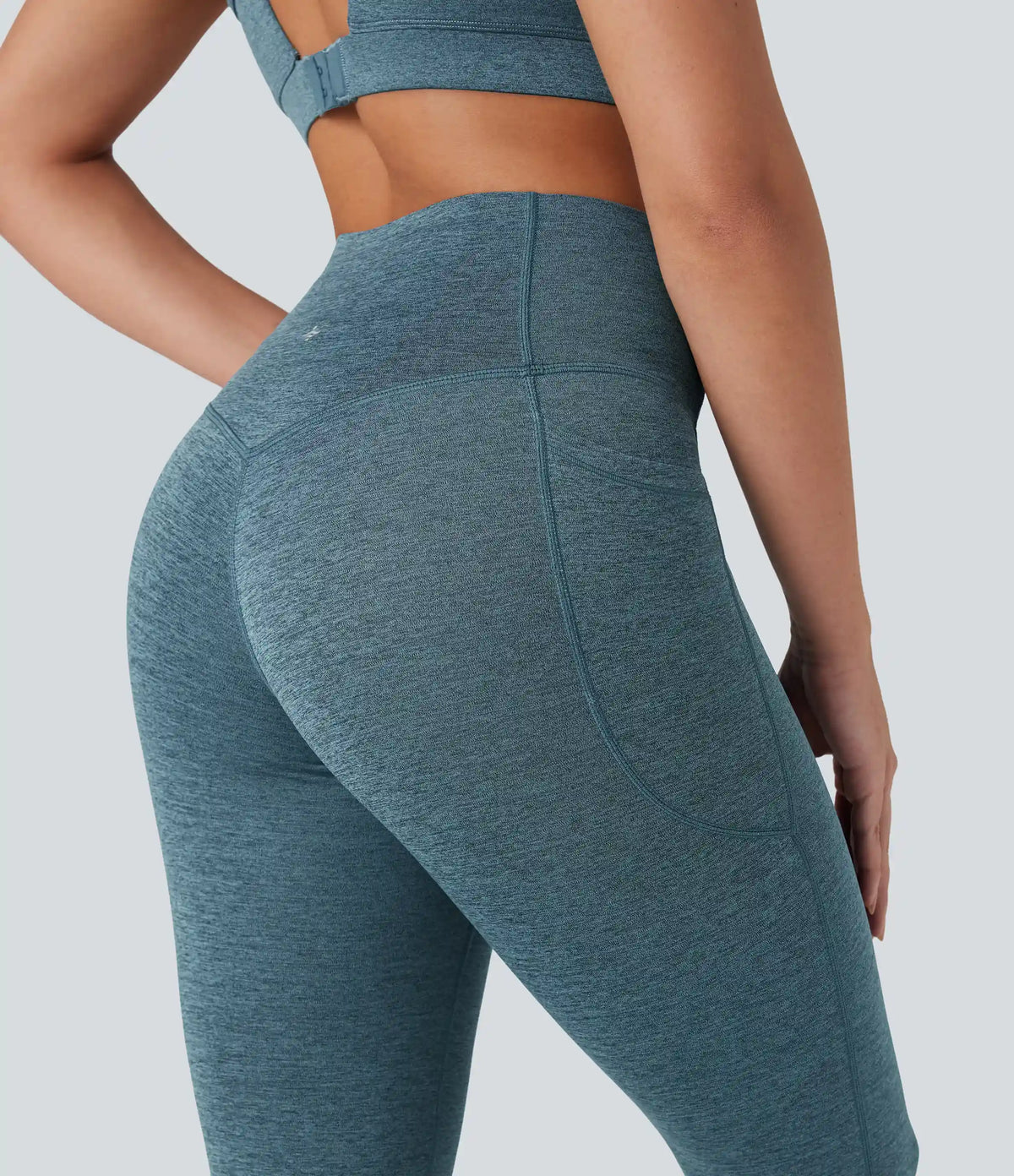 Halara UltraSculpt™ Heathered High Waisted Tummy Control Quick Dry Bootcut Yoga Leggings with Pockets