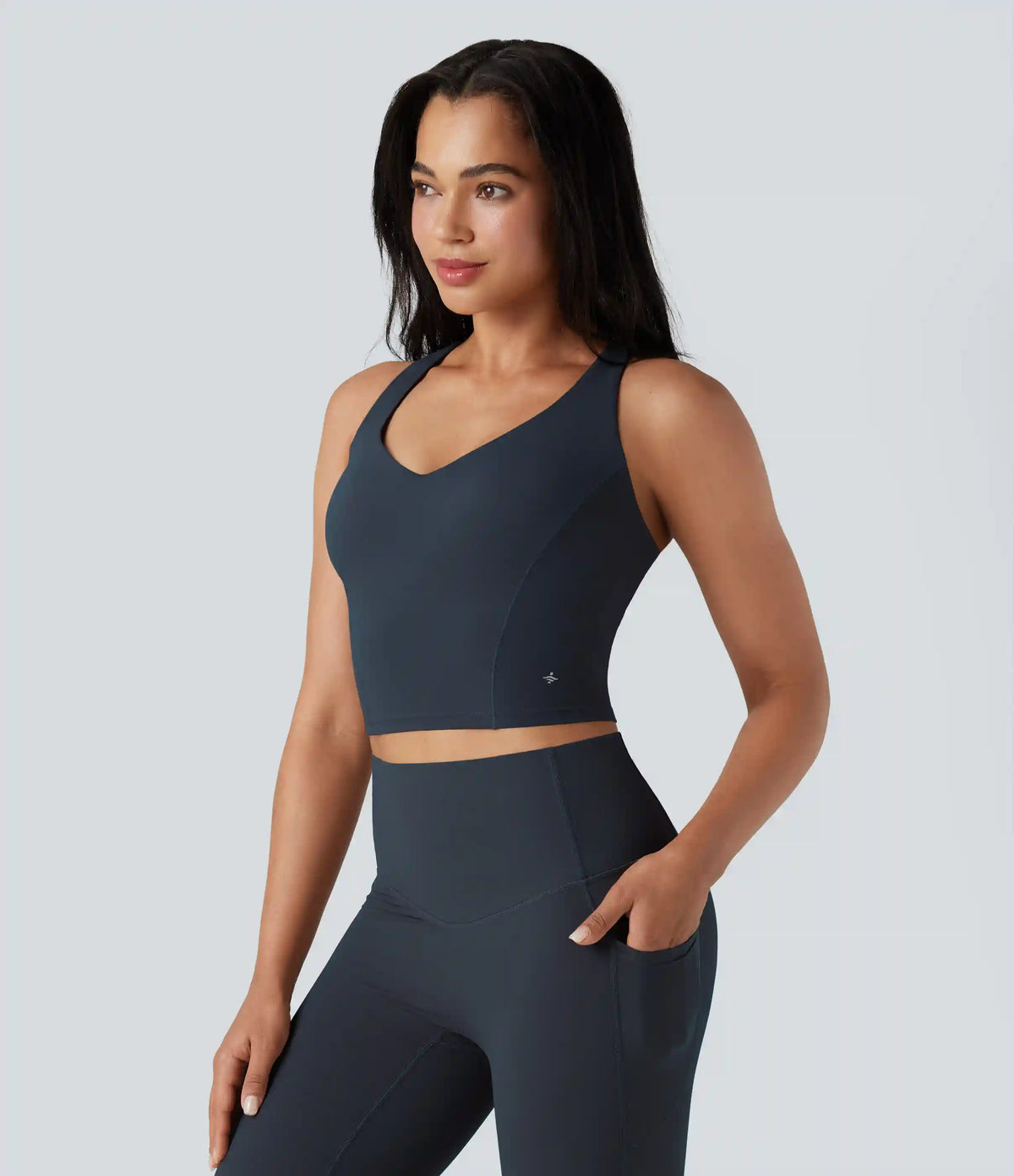 Halara UltraSculpt™ Deep V-neck Push-Up Crisscross Back 2-in-1 Yoga Tank Top