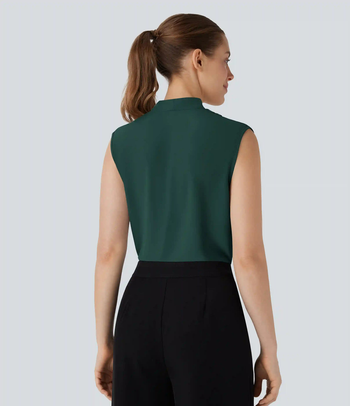 V Neck Sleeveless Work Blouse
