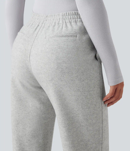 Mid Rise Straight Leg Work Pants with Pockets