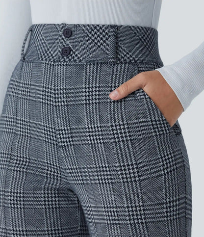 Halara Flex™ High Waisted Decorative Pocket Houndstooth Plaid Work Flare Pants