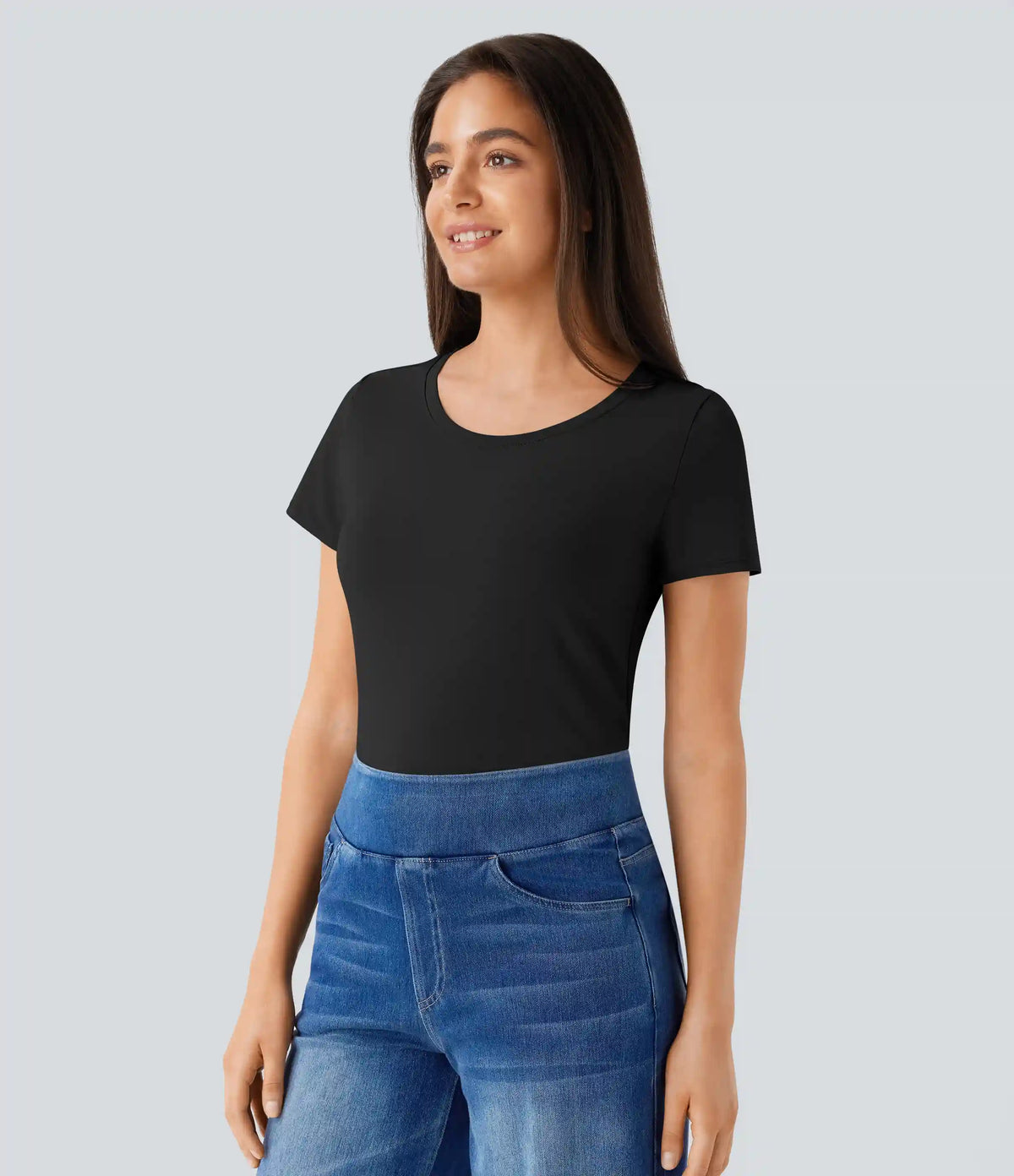 Round Neck Short Sleeve Basic Work Top