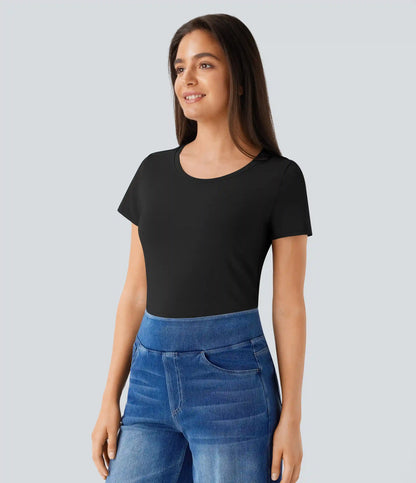 Round Neck Short Sleeve Basic Work Top