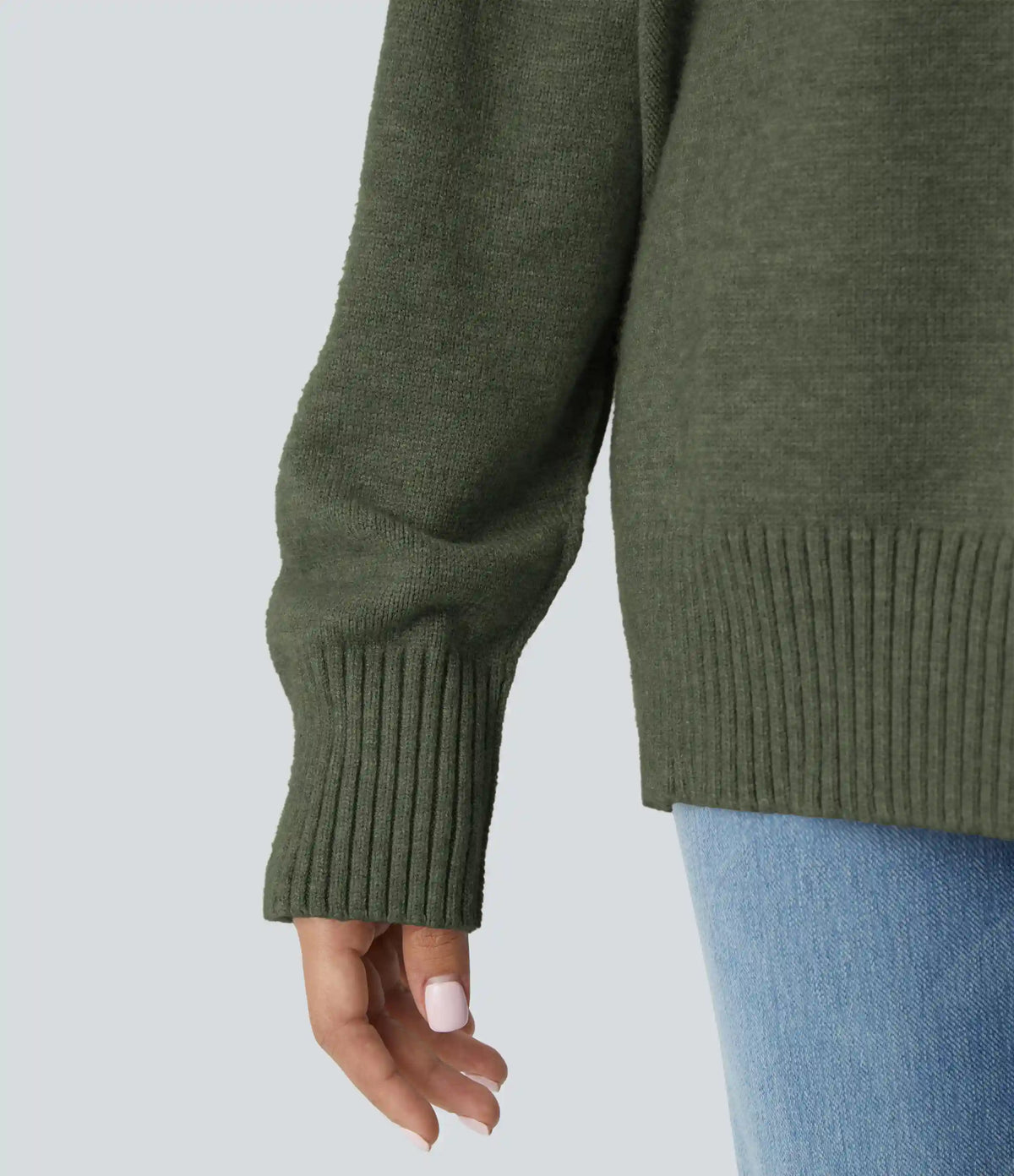Round Neck Dropped Shoulder Long Sleeve Casual Sweater