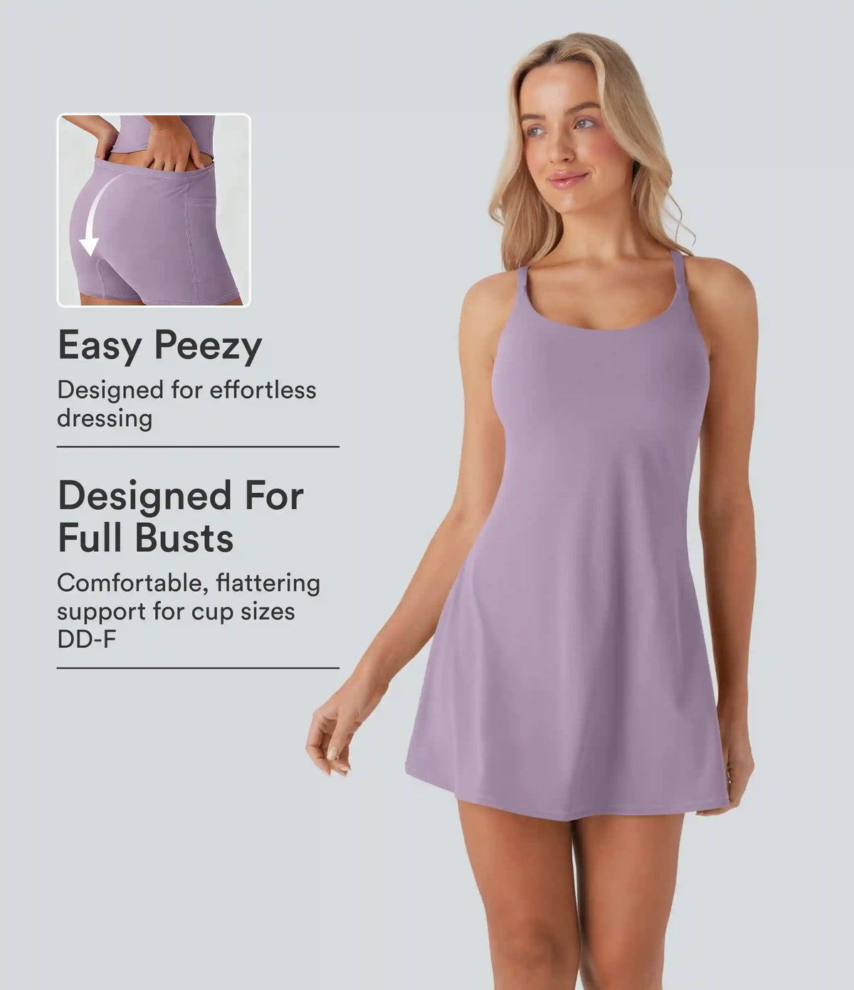 SoftlyZero™ Plush Molded Cups Low Support Dance Active Dress-Easy Peezy Edition DD-F Cups
