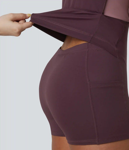 Softlyzero™ Airy Built-in Bra Color Block 2-in-1 InstantCool Mini Tennis Active Dress with Pockets-Easy Peezy Edition