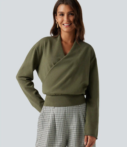 V Neck Long Sleeve Casual Sweater