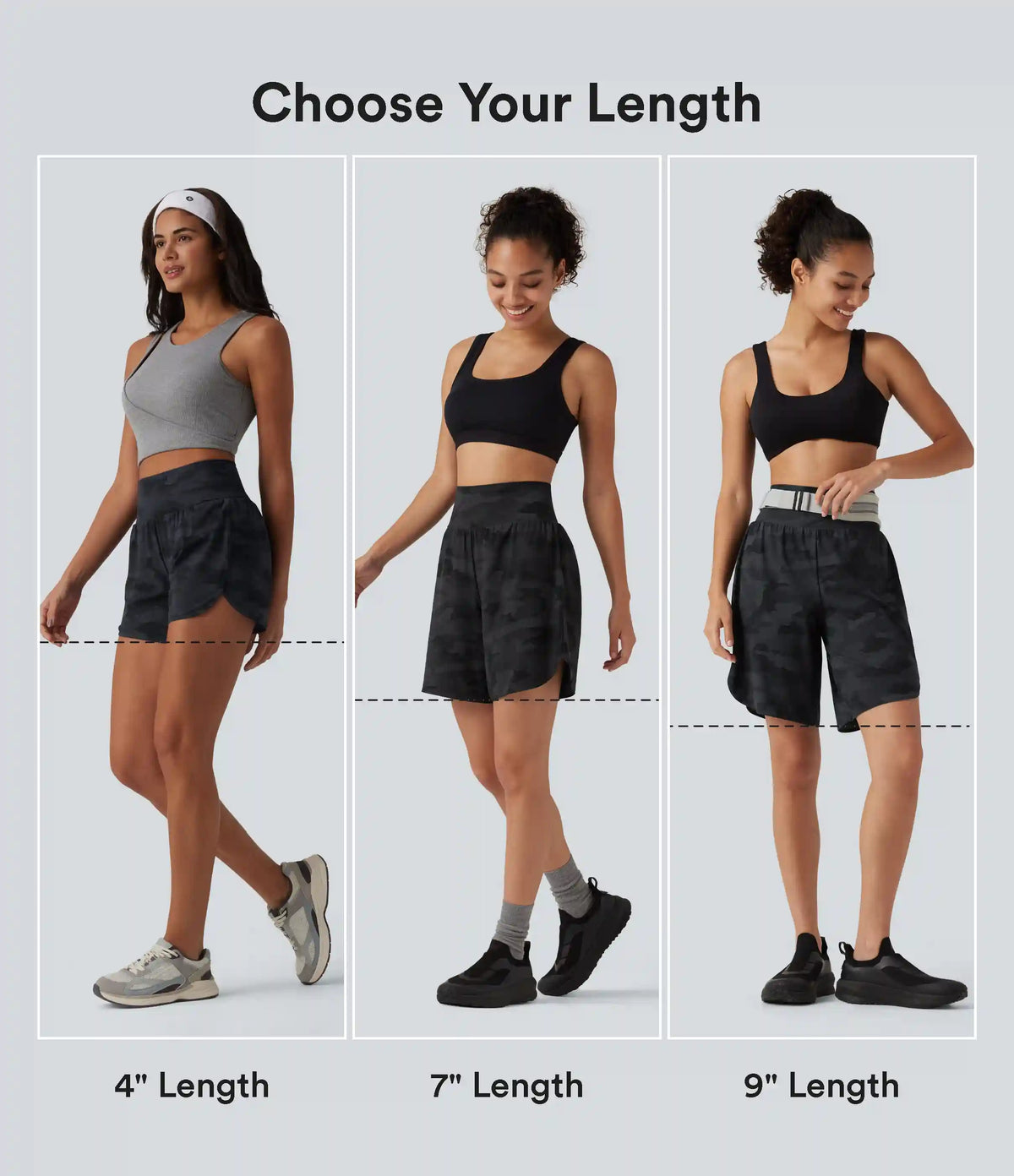Halara UltraSculpt™ Camo Print High Waisted Tummy Control Curved Hem Running Shorts 7" with Pocket
