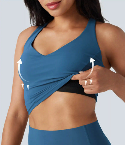 Halara UltraSculpt™ Deep V-neck Push-Up Crisscross Back 2-in-1 Yoga Tank Top