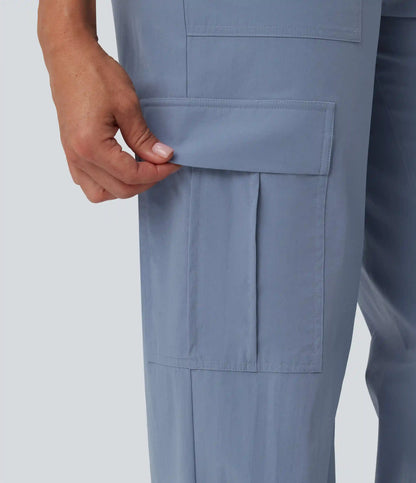 High Waisted Straight Leg Casual Pants with Pockets
