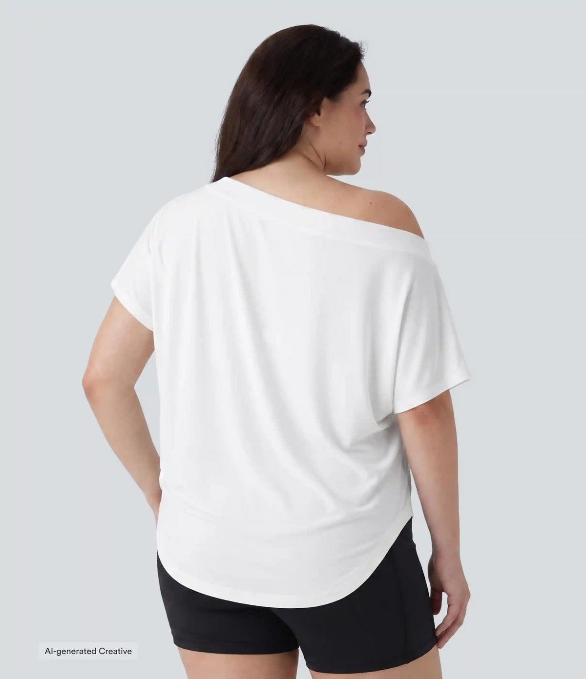 Plus Size One Shoulder Short Sleeve Curved Hem High Low Quick Dry Yoga Sports Top
