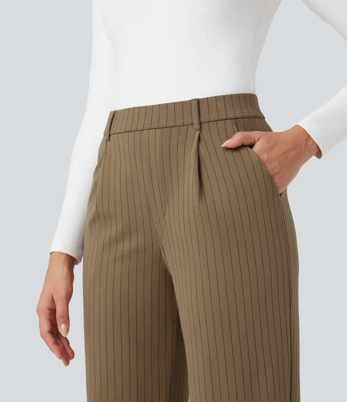 Halara Flex™ High Waisted Straight Leg InstantCool Stripe Work Pants with Pockets