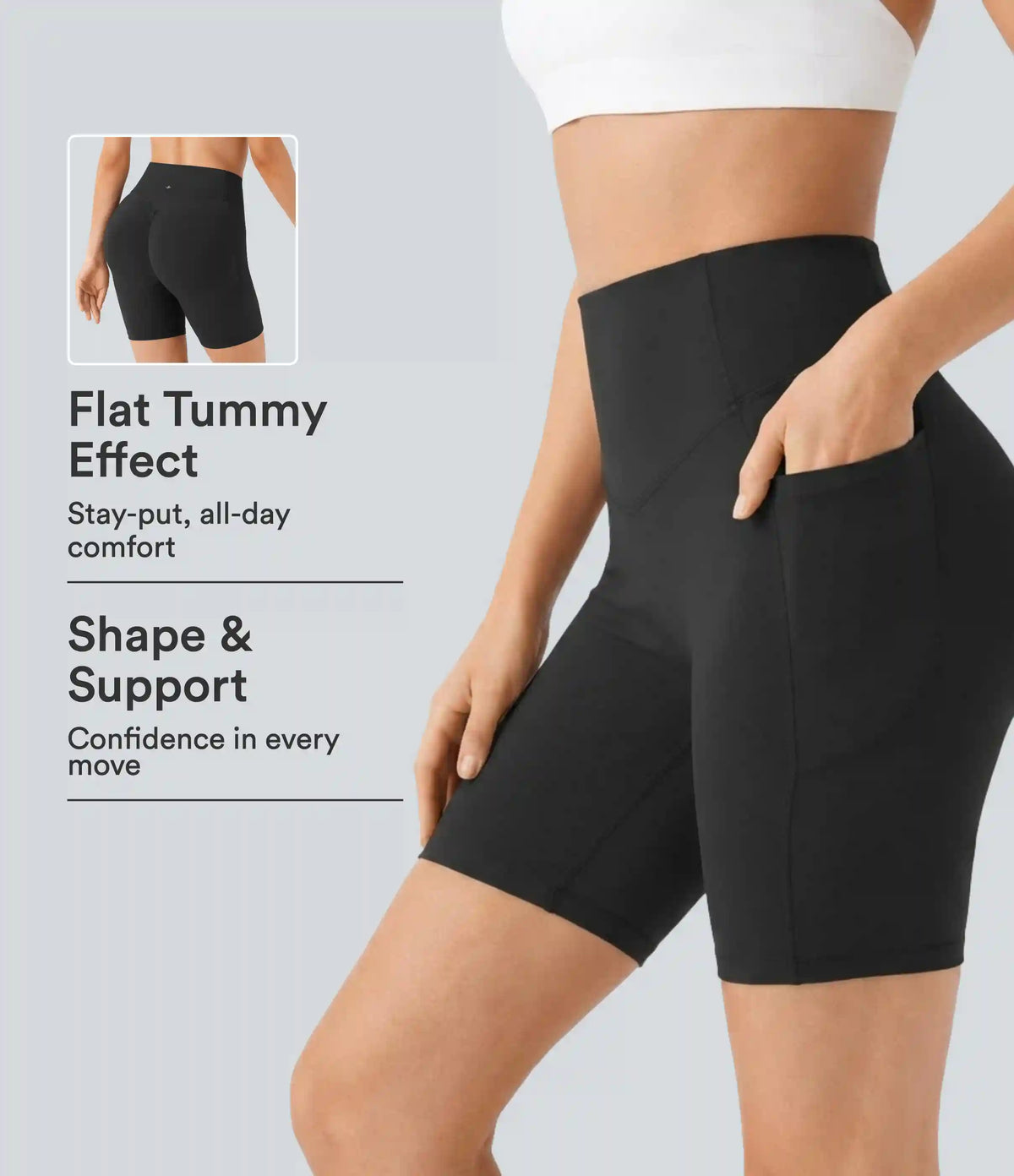 Halara UltraSculpt™ High Waisted Scrunch Butt Lifting Tummy Control Side Pocket Shaping Workout Biker Shorts 7''