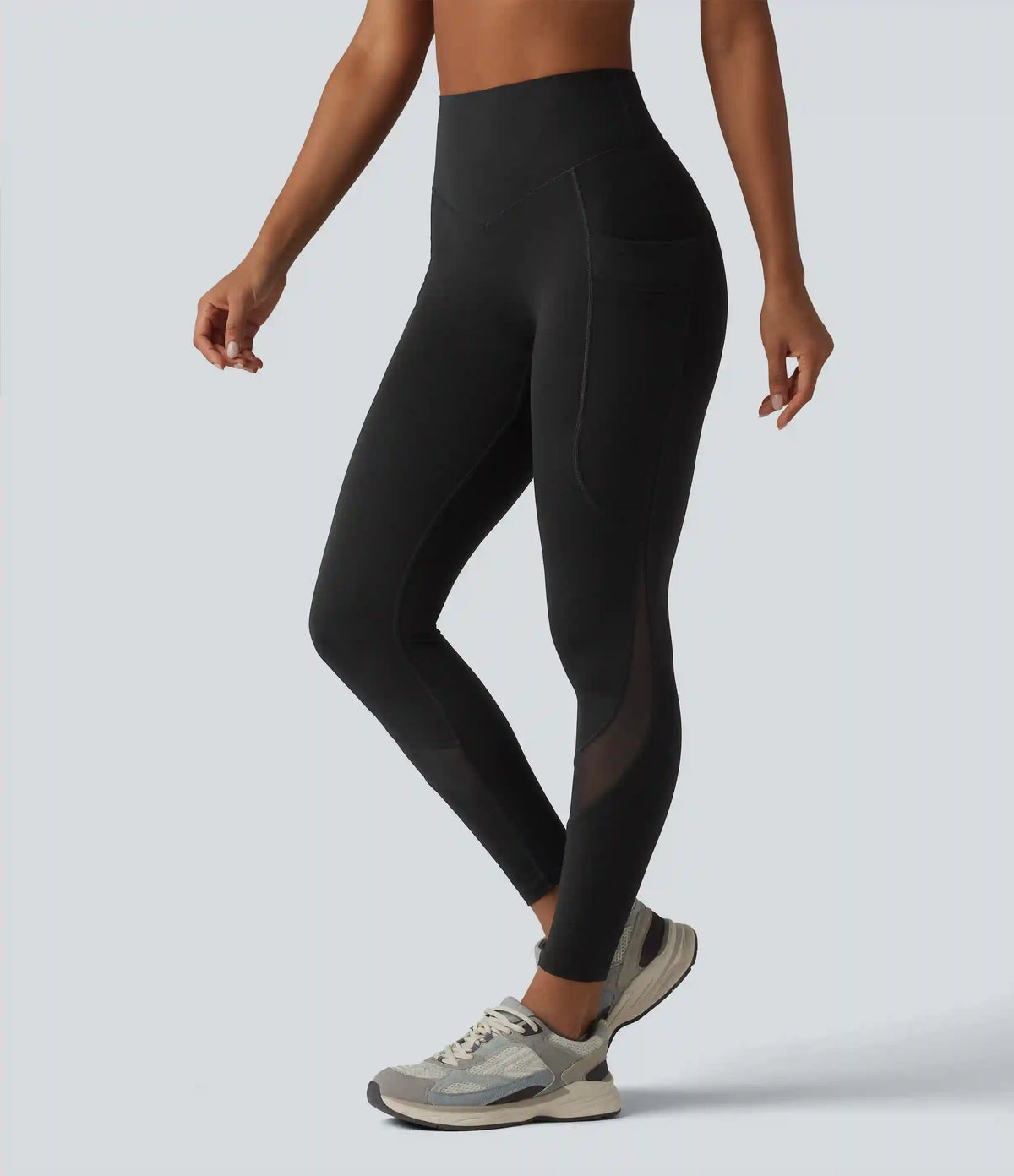 Halara UltraSculpt™ High Waisted Tummy Control Scrunch Contrast Mesh Training 7/8 Leggings with Pockets