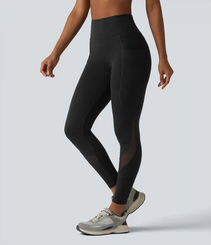 Halara UltraSculpt™ High Waisted Tummy Control Scrunch Contrast Mesh Training 7/8 Leggings with Pockets