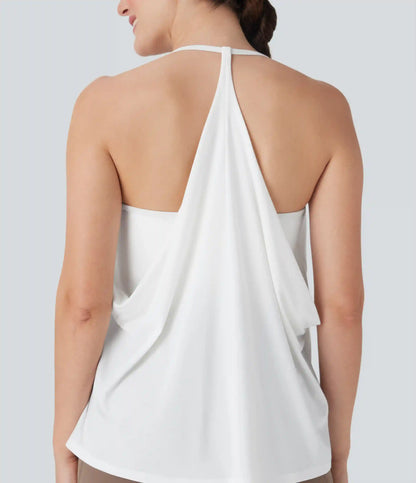 SoftlyZero™ Airy Halter Draped InstantCool Yoga Sports Top DD-F Cups