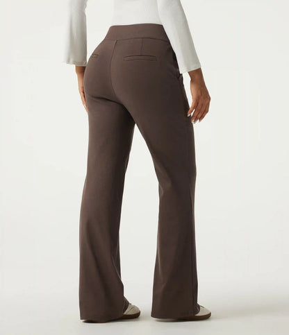 High Waisted Bootcut Work Cotton Pants with Pockets