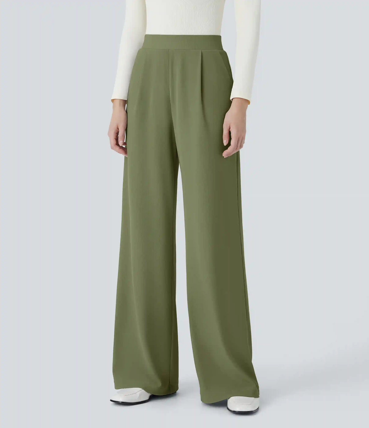 Halara Flex™ High Waisted Body Sculpt Waist-Slimming Pocket Wide Leg Micro Waffle Work Pants