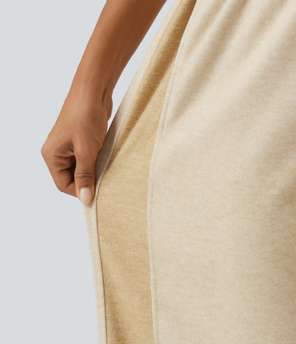 High Waisted Drawstring Straight Leg Casual Pants with Pockets