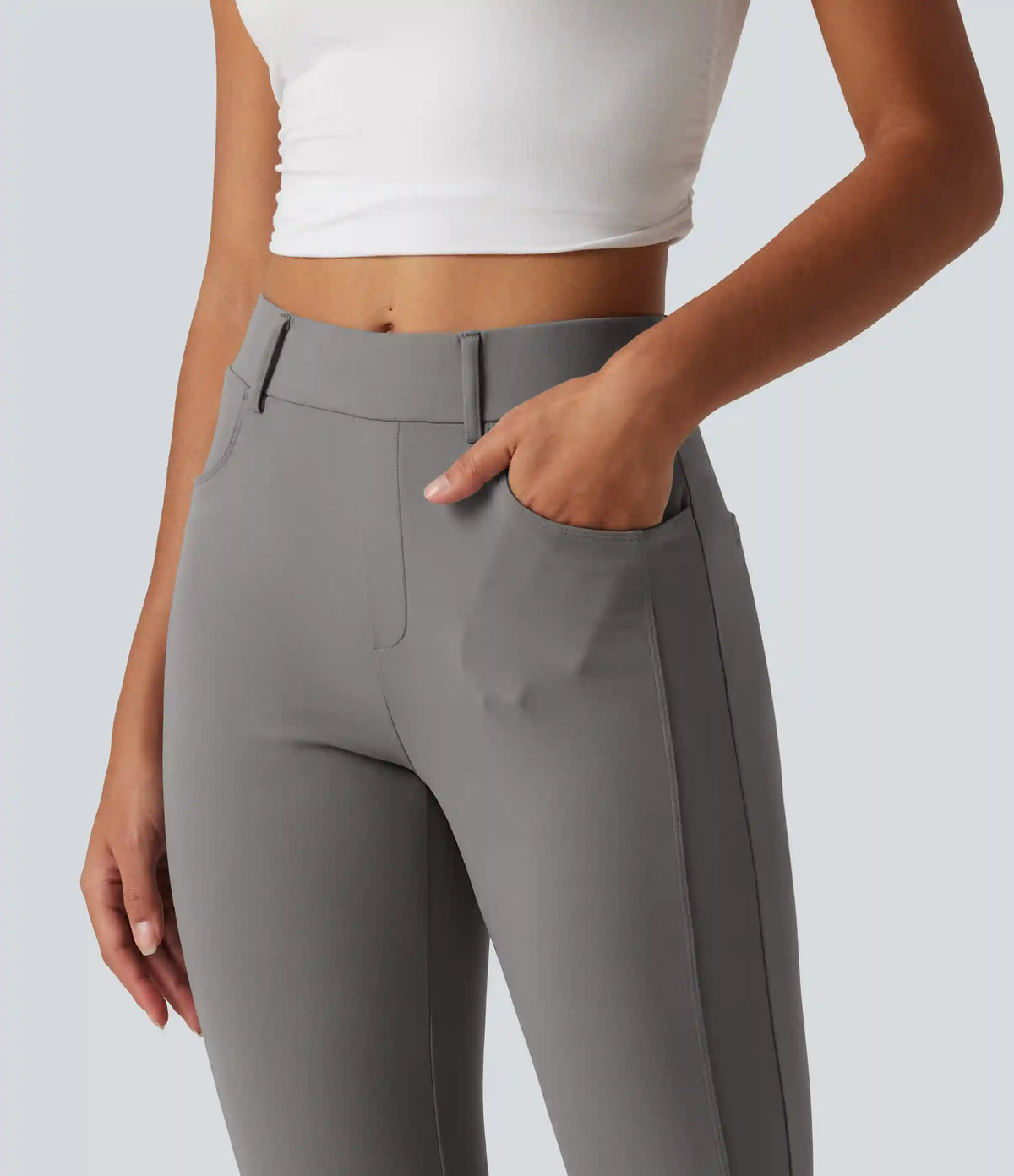 Mid Rise Casual Pants with Pockets