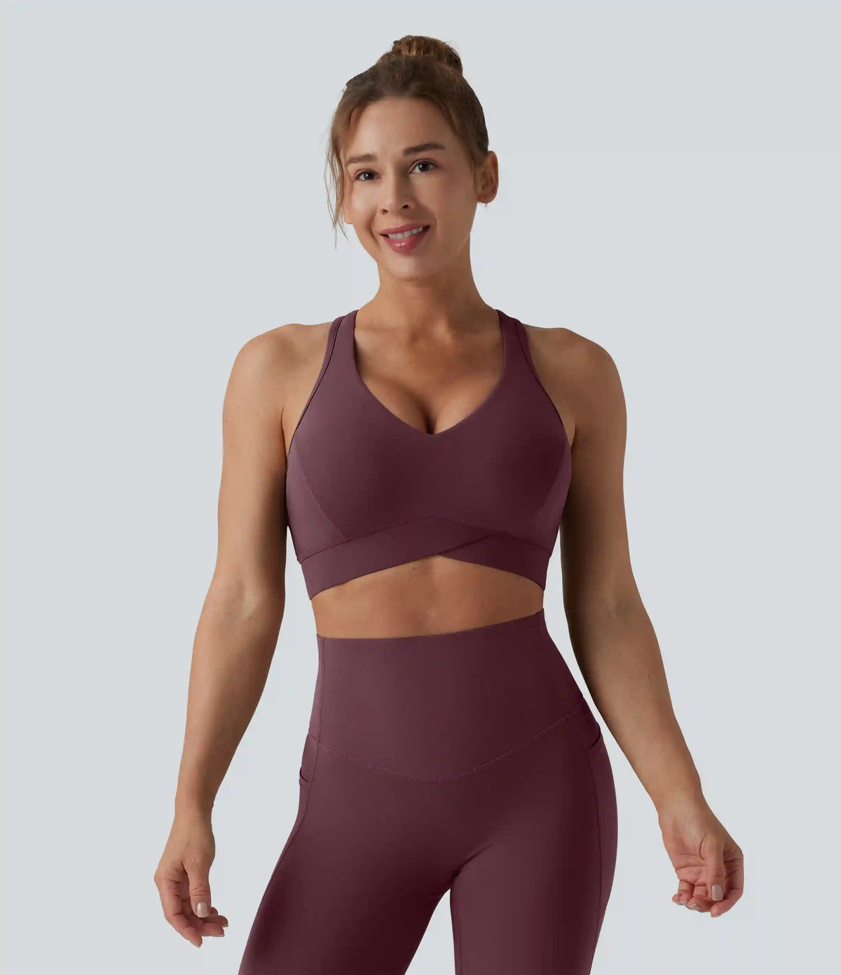 Halara UltraSculpt™ Light Support V Neck Racerback Running Sports Bra DD-F Cups