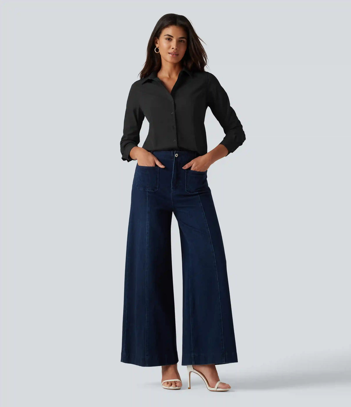 Long Sleeve Curved Hem Work Shirt