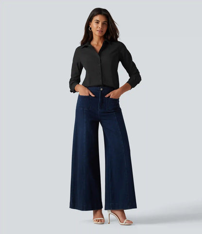 Long Sleeve Curved Hem Work Shirt
