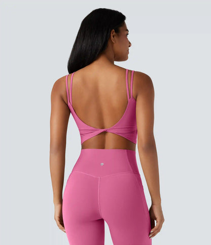 Halara UltraSculpt™ Double Straps Twisted Backless Cropped Yoga Tank Top